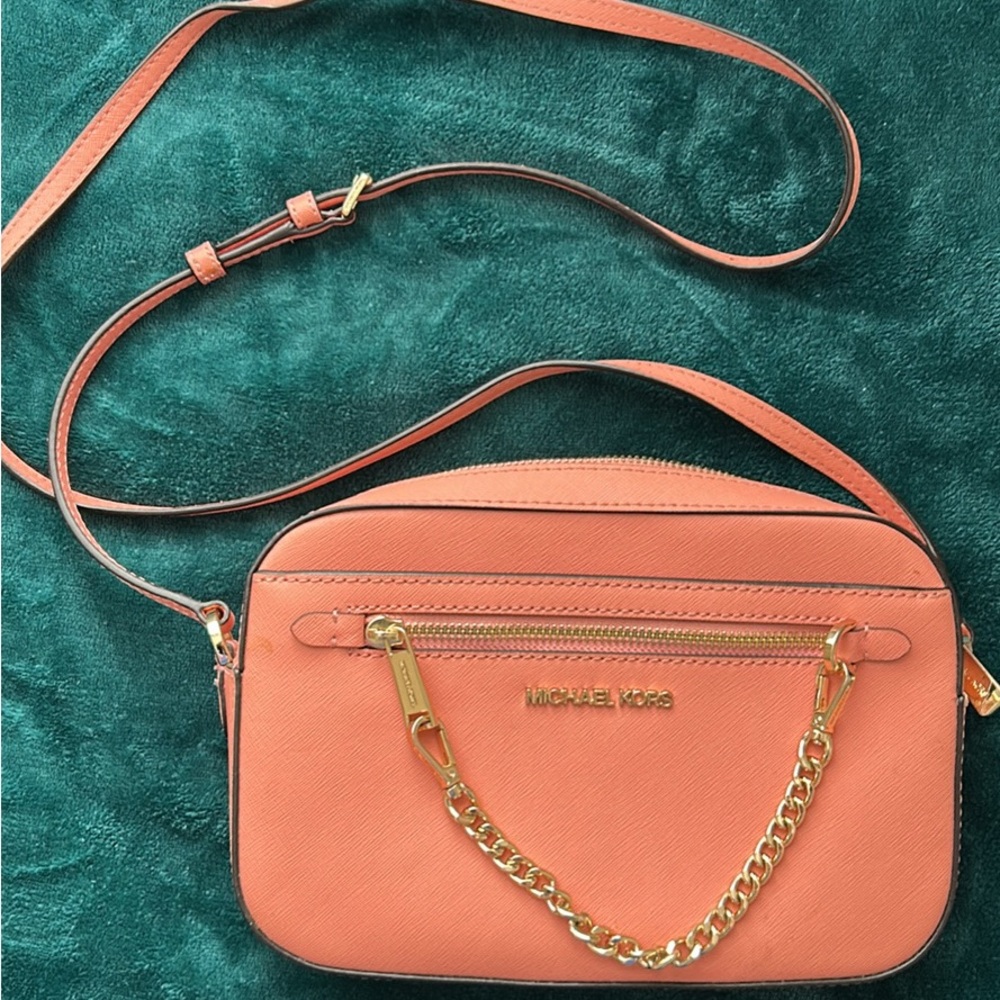 Michael Kors Coral Crossbody Bag with Gold Chain